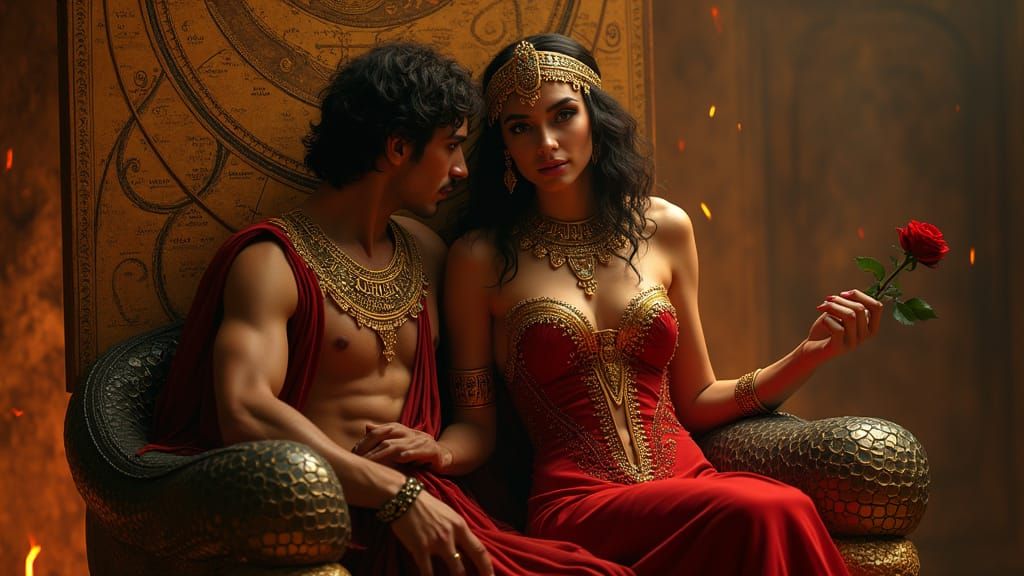 Ethereal Goddess of Seduction in Crimson Splendor