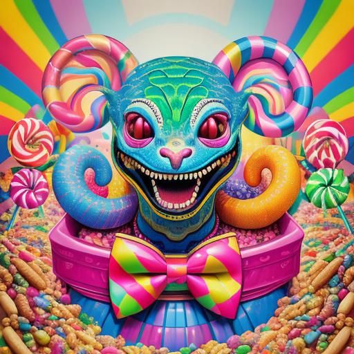 Cheerful Boa Constrictor in Candyland, Pop Art Illustration