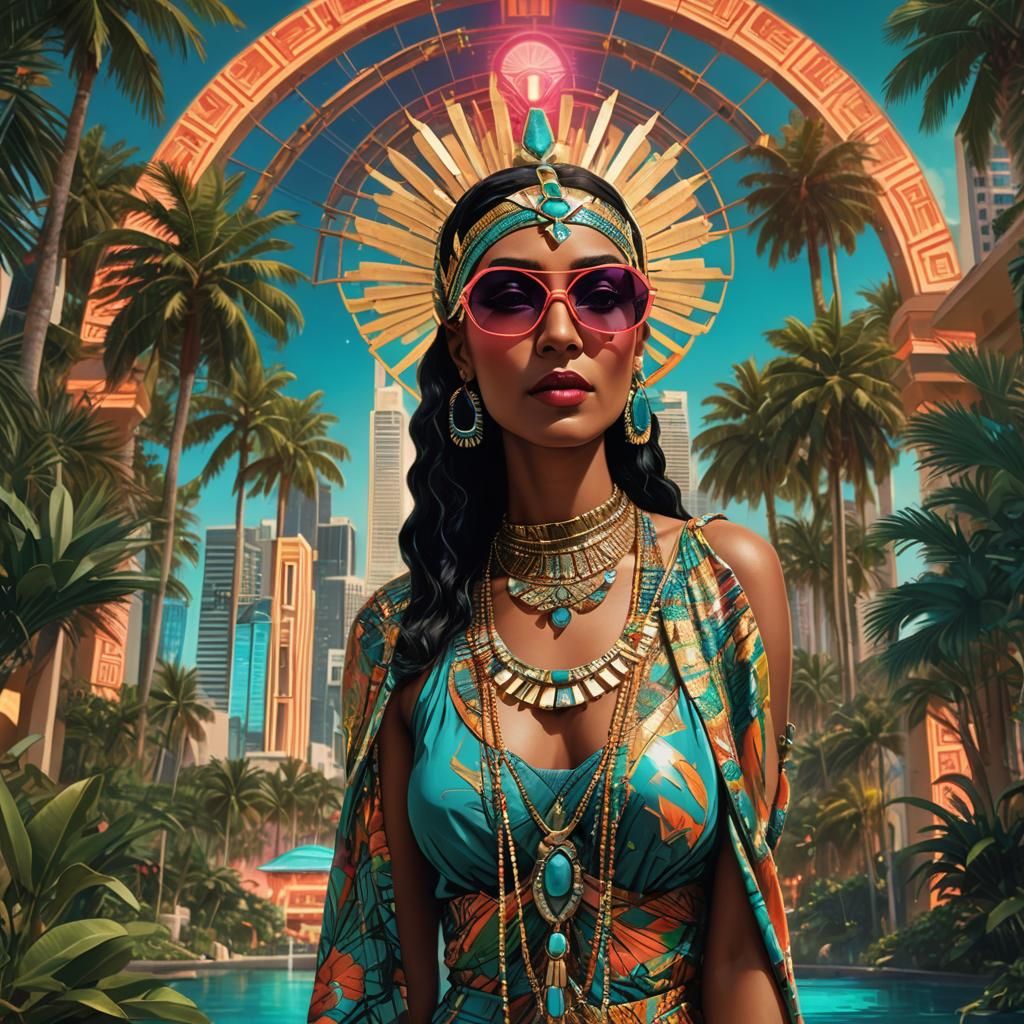Cleopatra in Miami: Hyper-Realistic Digital Art