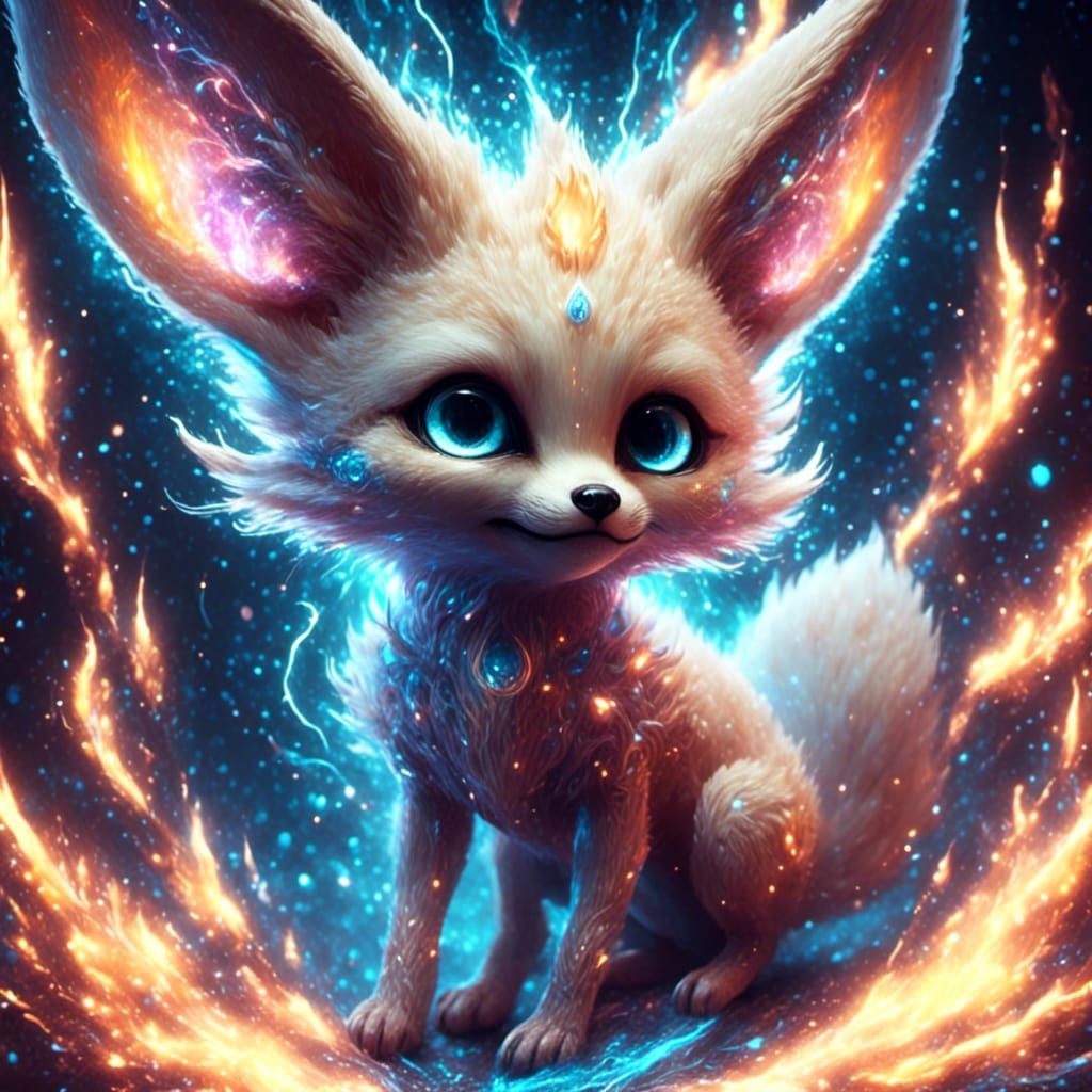 Fierce Fennec Fox with Electric Eyes