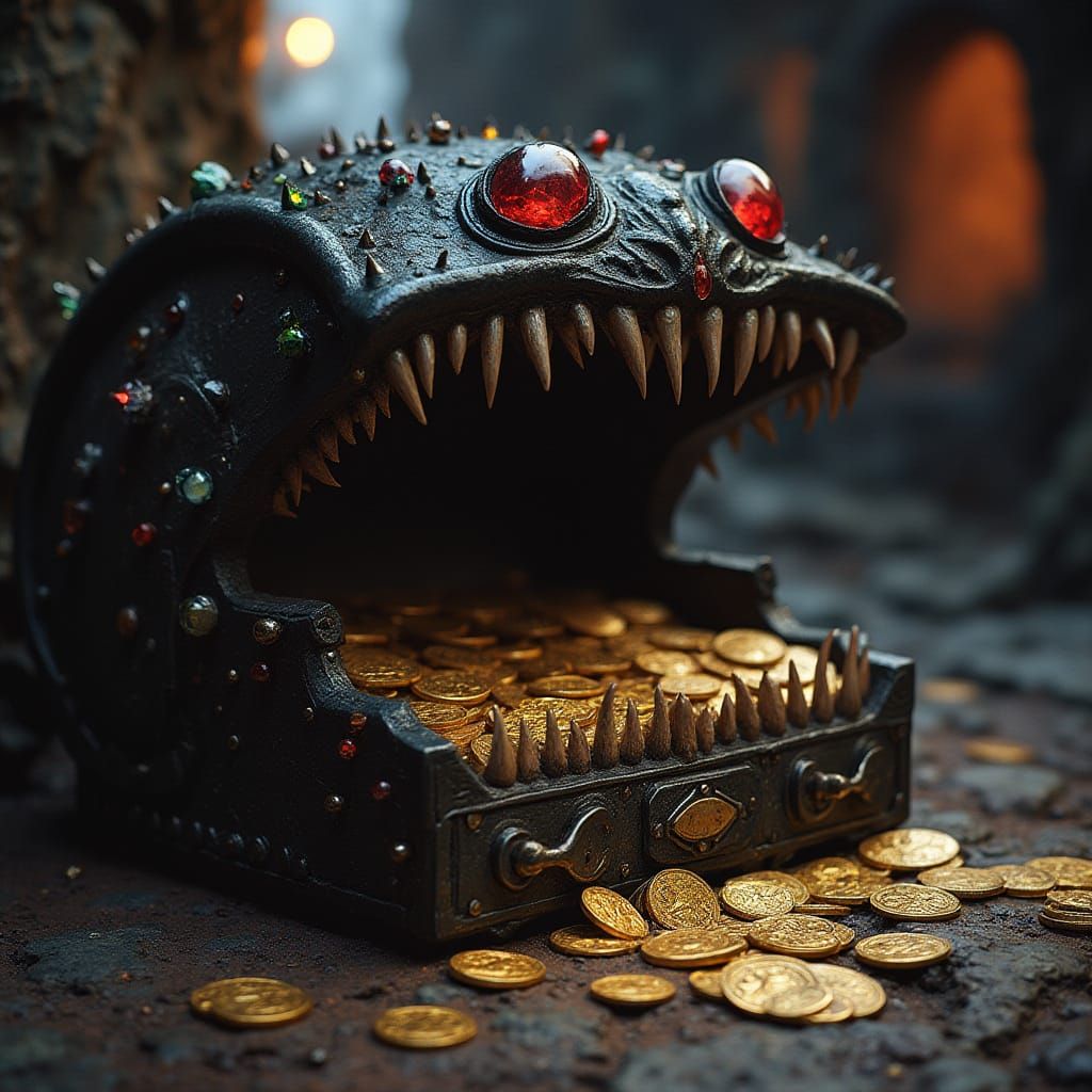 Treasure Chest with Teeth in Gothic Style