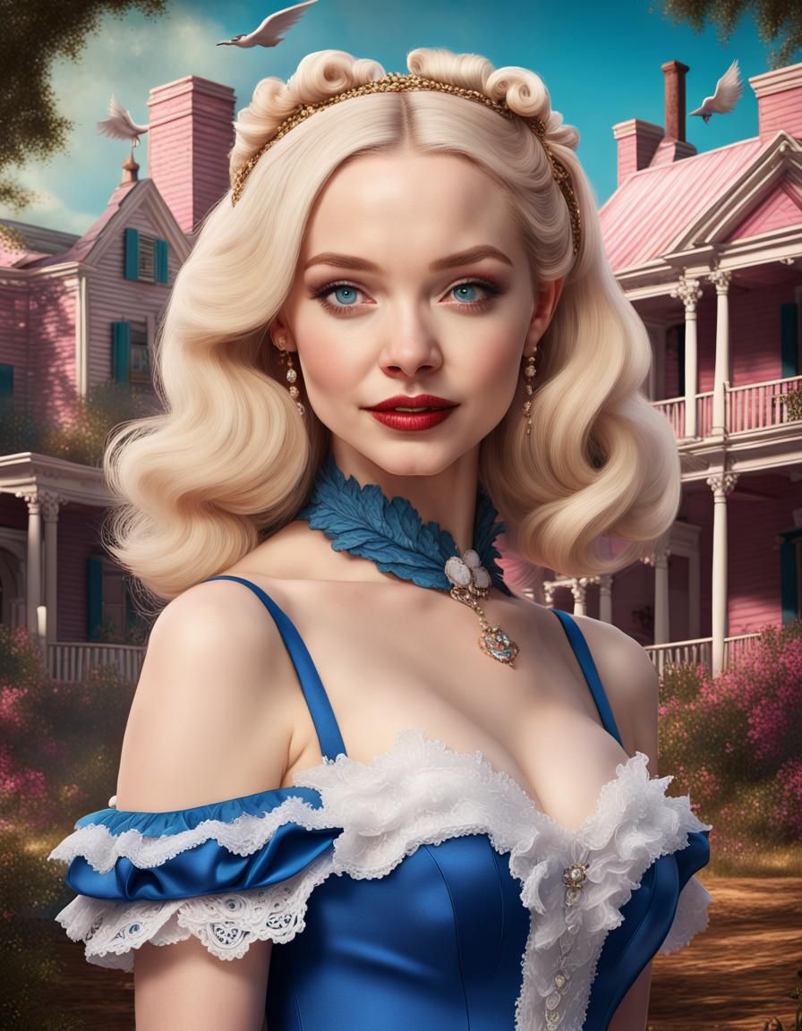 Dove Cameron as Southern Belle in a pinup portrait