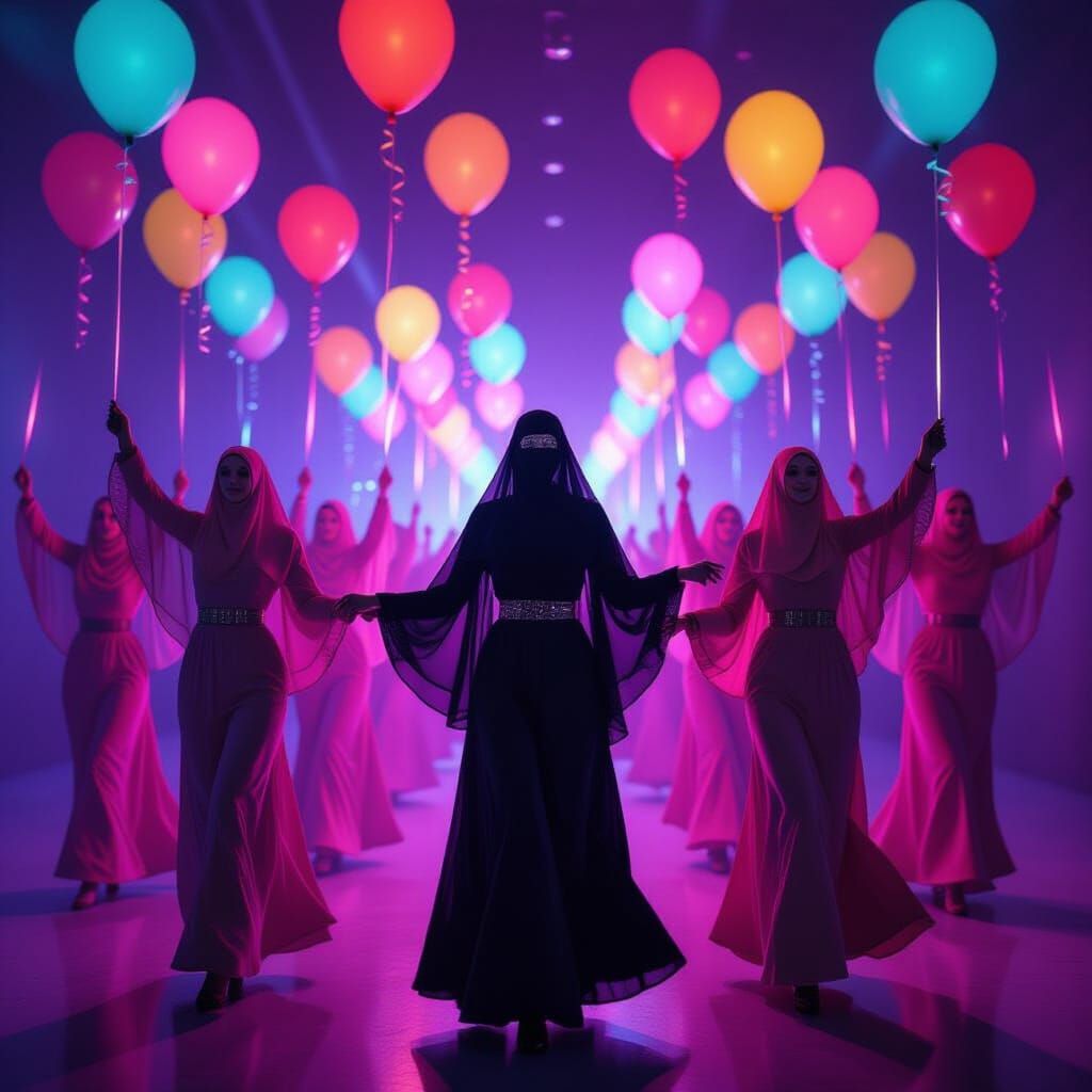 Burka Dancers in Psychedelic Celebration