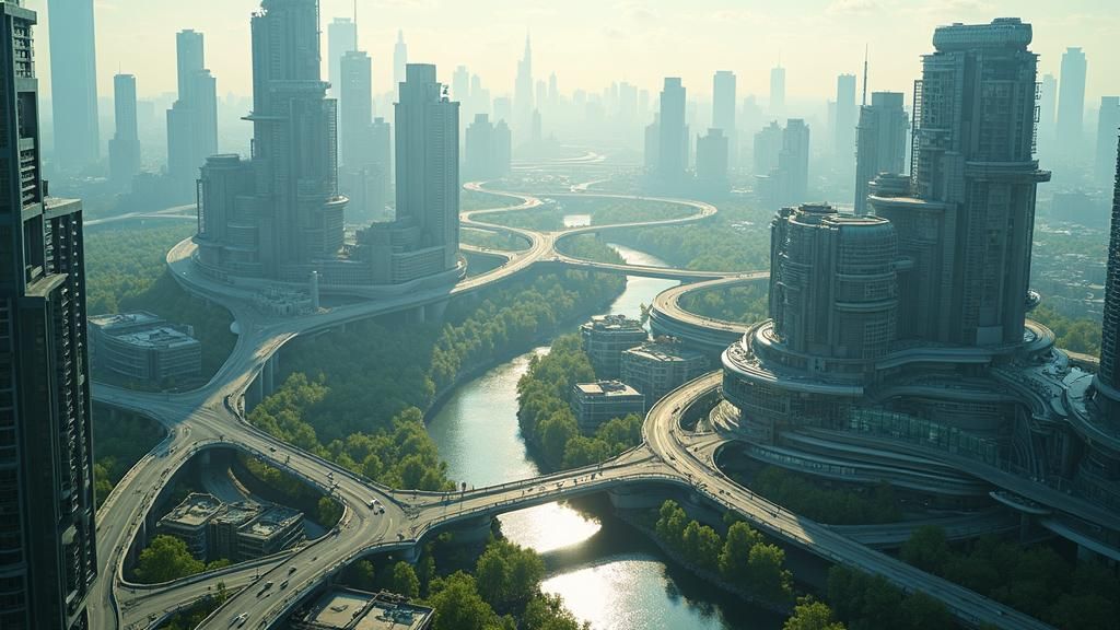 Futuristic Megacity Bird's-Eye View in 8K