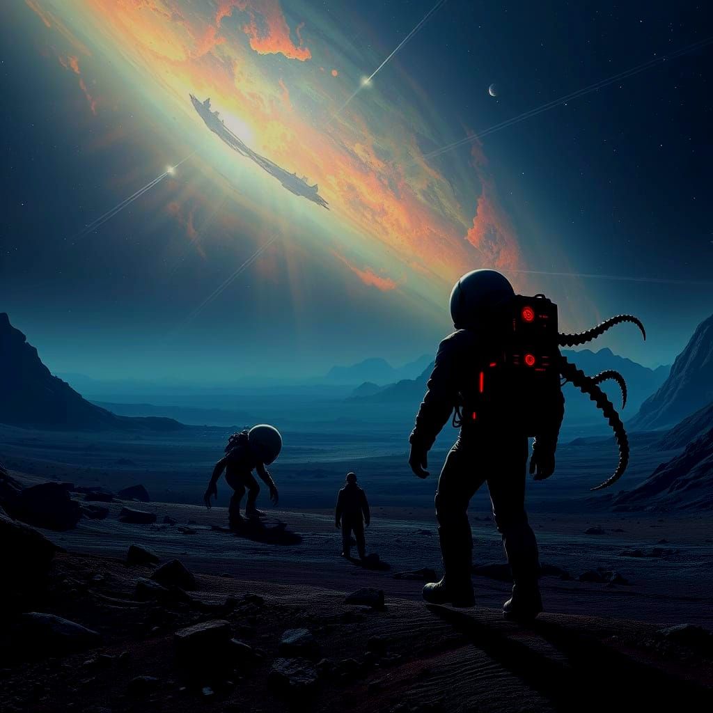 Astronaut Explores Desolate Alien Planet in Sci-Fi Art