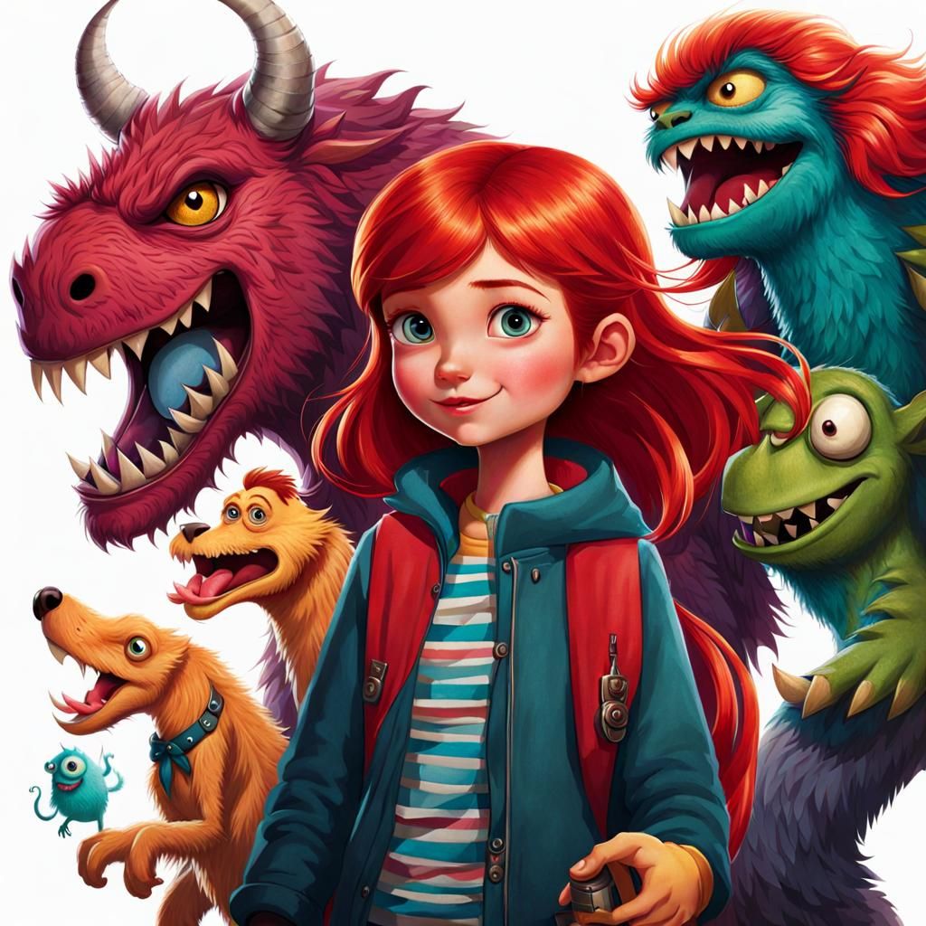 Little Girl With Her Monsters