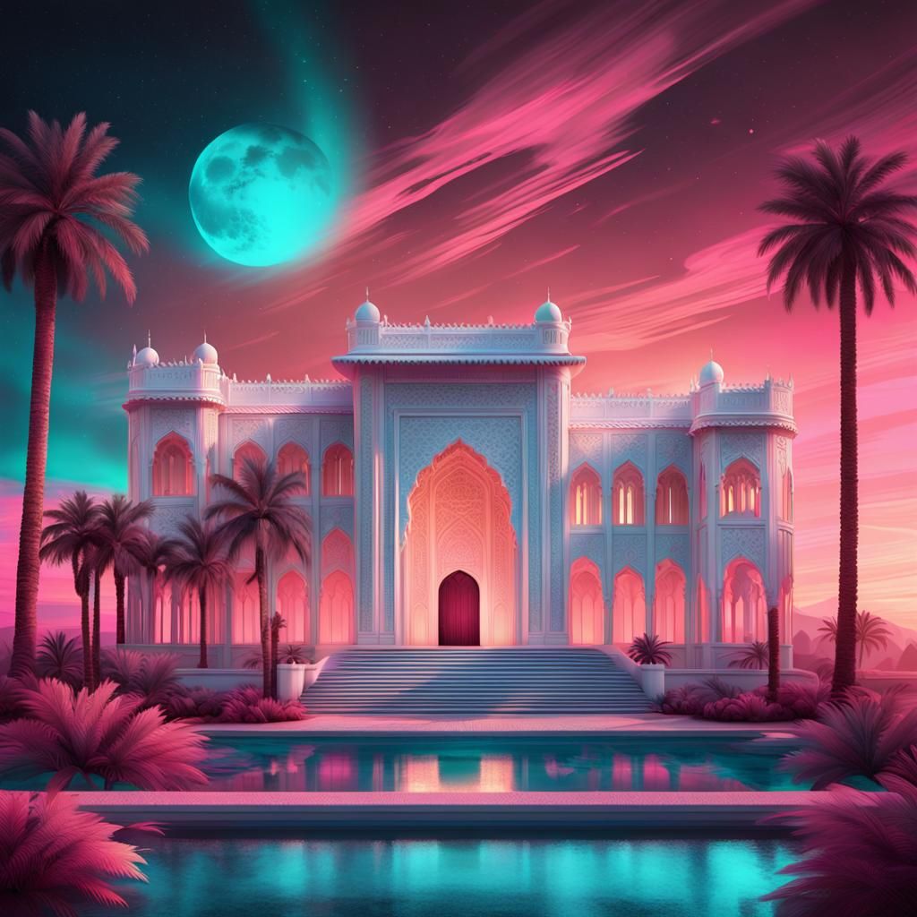 Luxurious Arabian Palace on Alien Planet in Digital Art