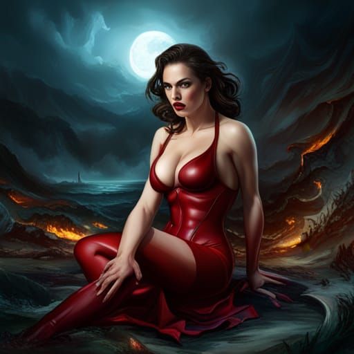 Sensual Devil Woman in Detailed Matte Painting