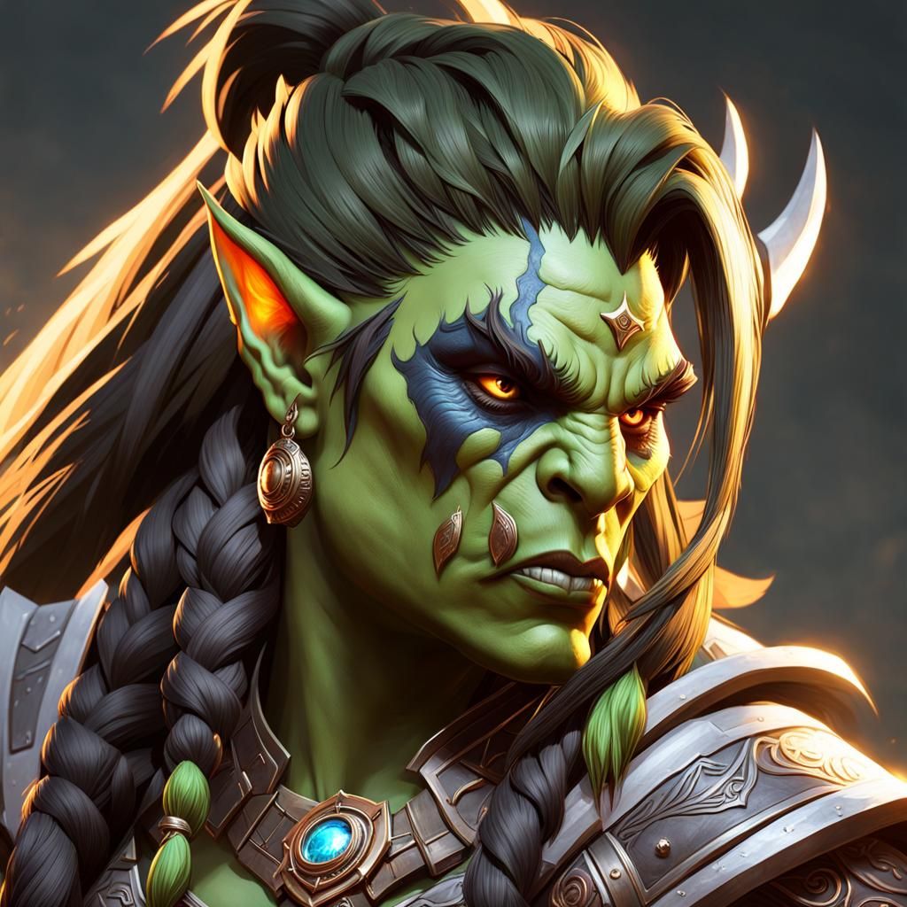 Detailed Orc Portrait in Fantasy Art Style