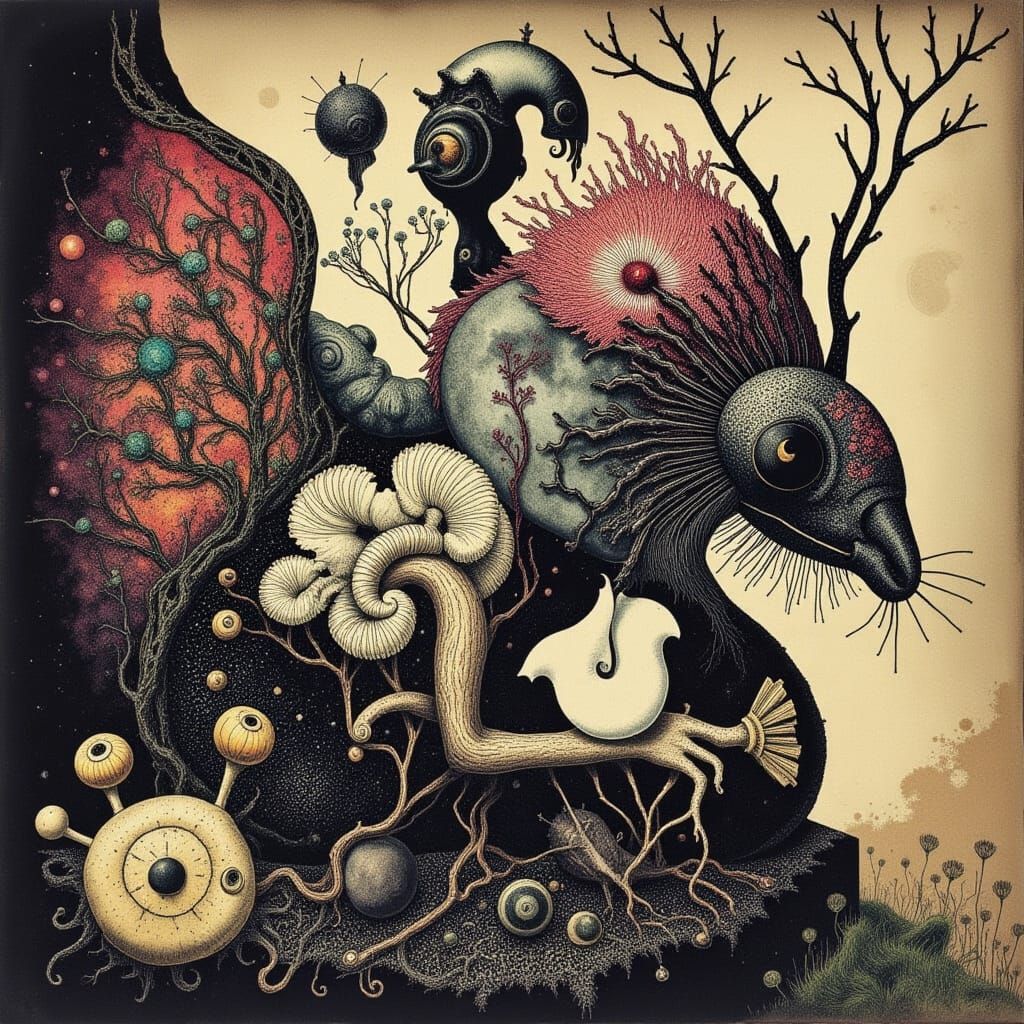 AI Generated Abstract Horror with Cicada and Urban Elements