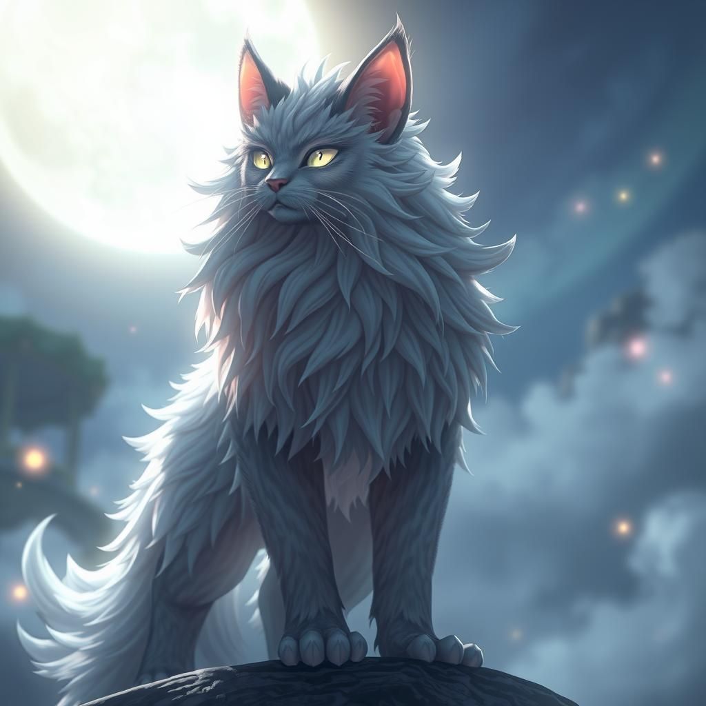 Majestic Cat with Ethereal Aura: Anime Concept Art