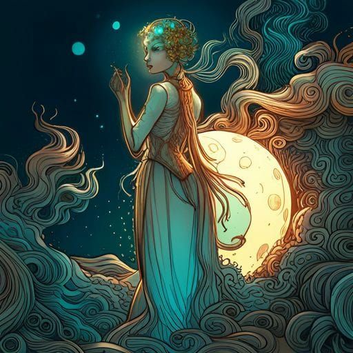 Bioluminescent Moon Goddess Image