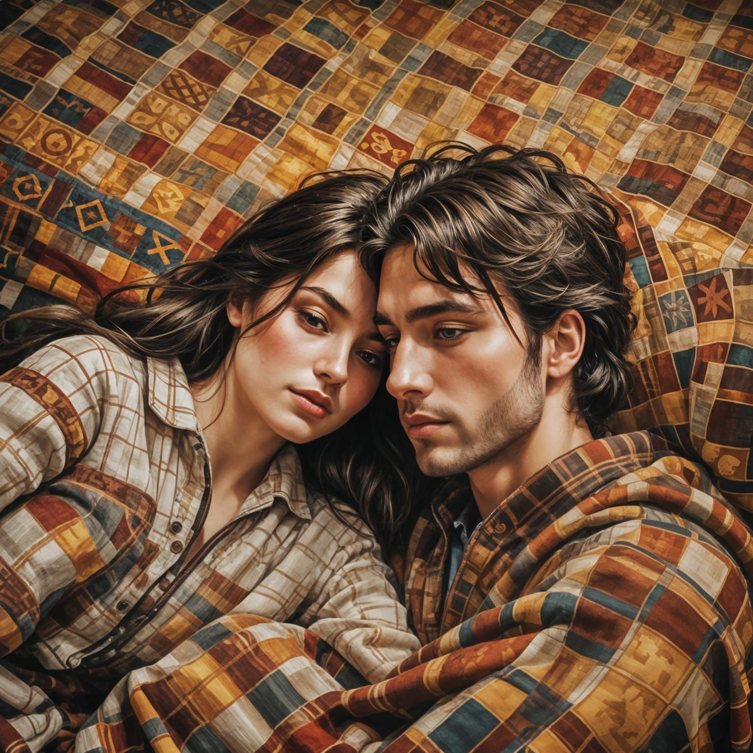 Couple Relaxing on Hill Listening to Music