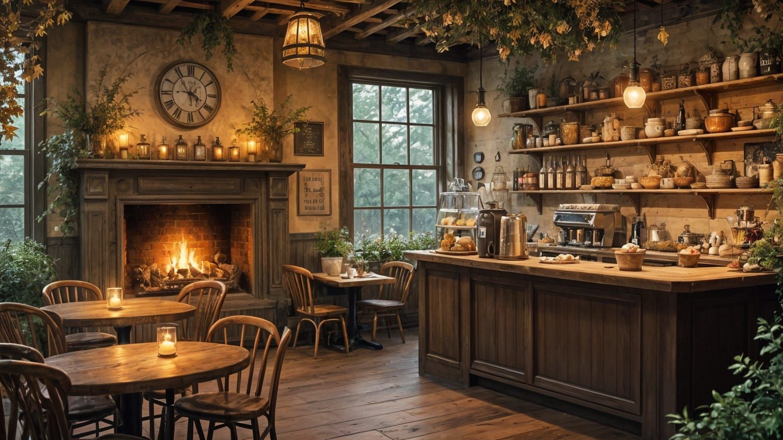 Cozy Autumn Café in Warm, Golden Hues