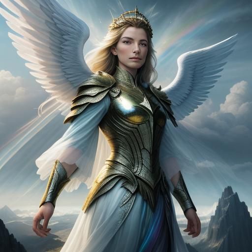 Archangel on Cloudy Peak: Ethereal Concept Art