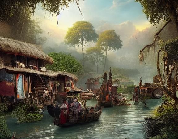 River Gypsies Life: Epic Cinematic Digital Painting