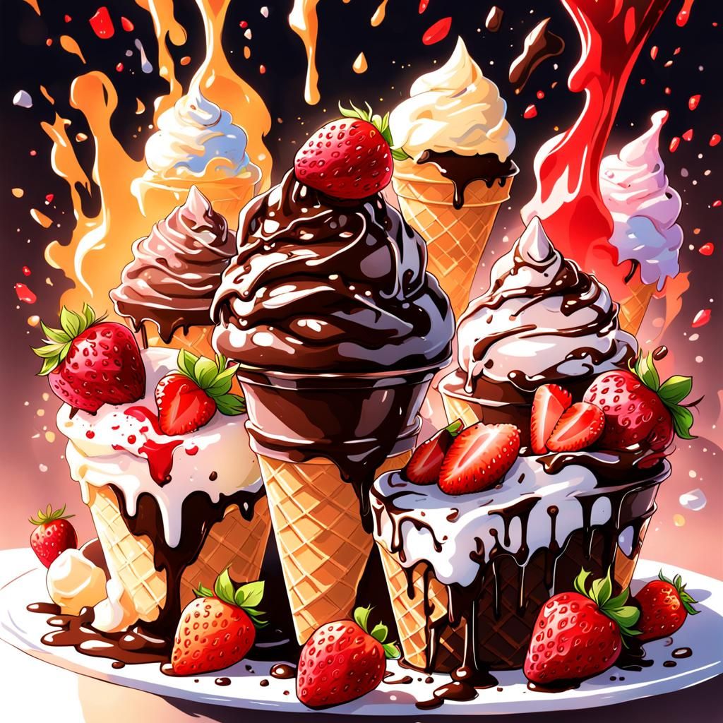 Ice Cream Cone in Anime Style