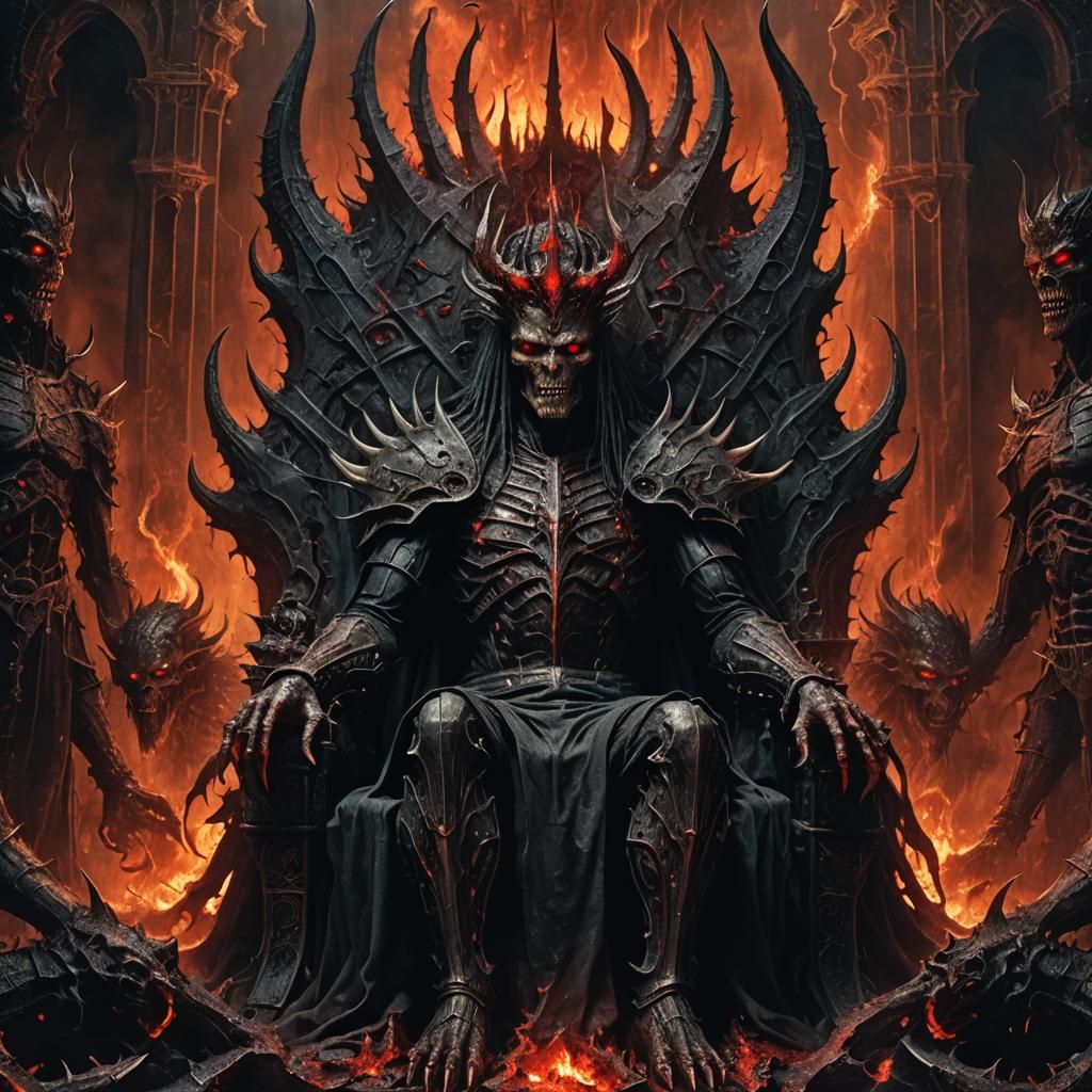 Dark Fantasy Demon King in Throne Room