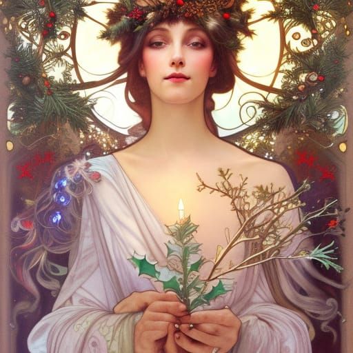 Christmas Goddess in Art Nouveau Style