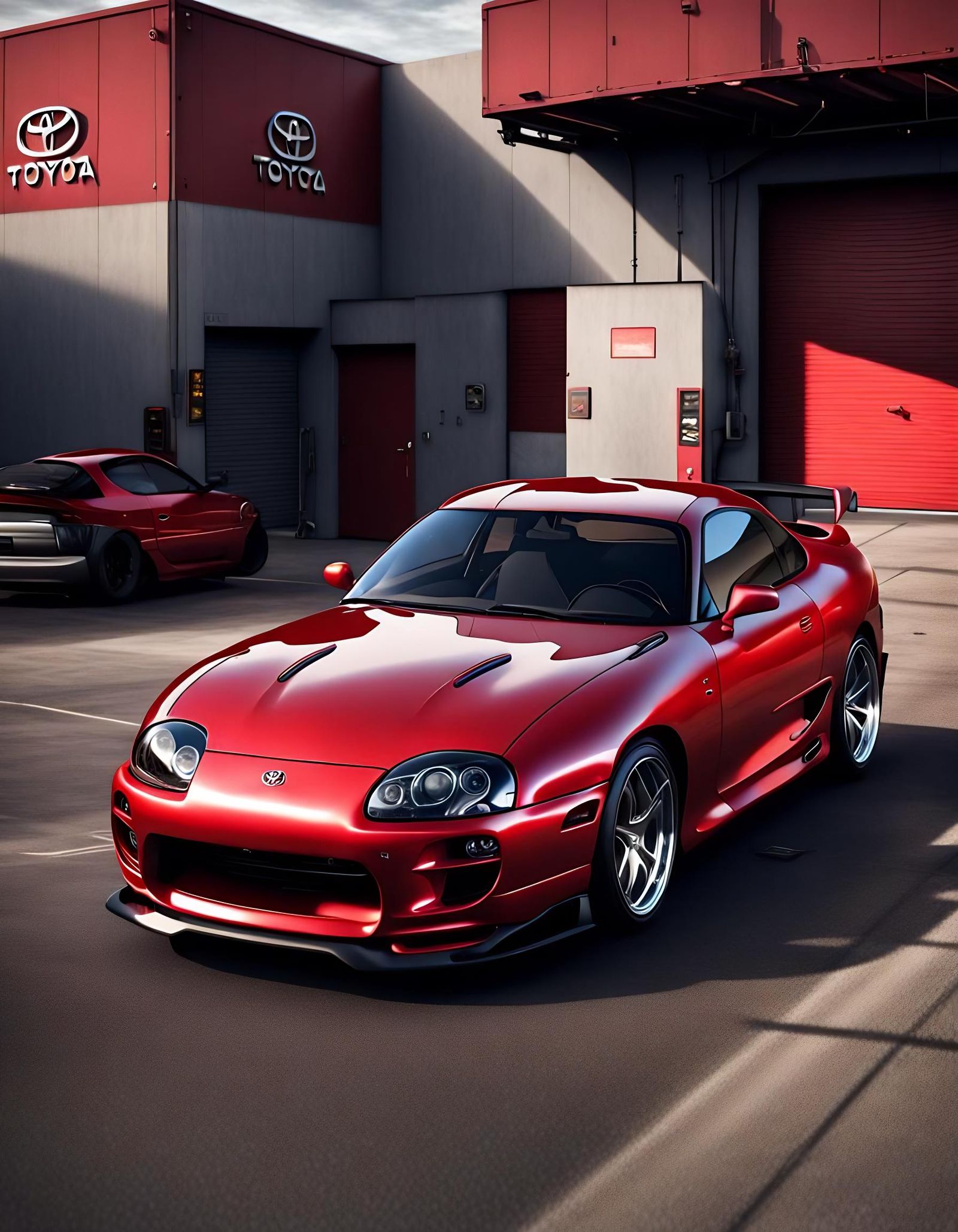 Red MK4 Supra: Detailed Matte Painting