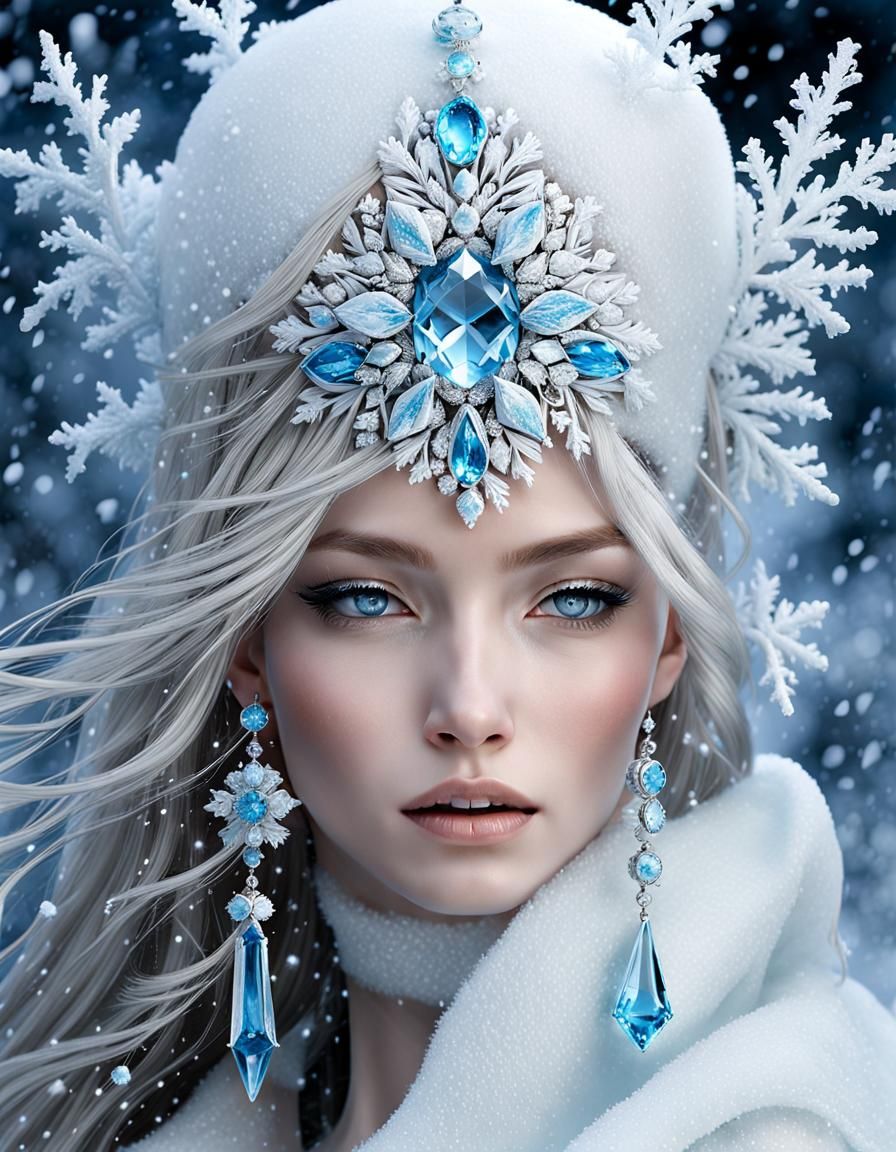 Mesmerizing Young Snow Goddess of Glass