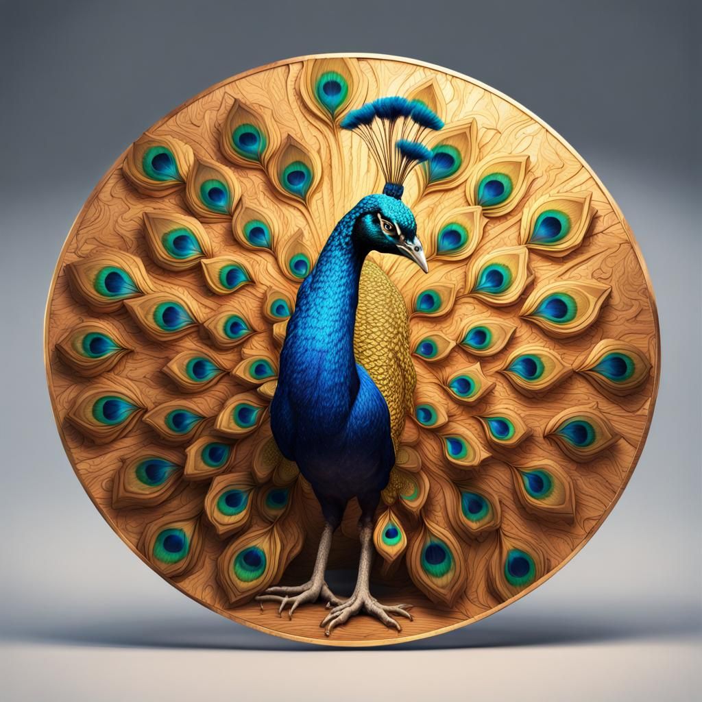 Ornate Gold Peacock Jigsaw Puzzle in Detailed Matte Style