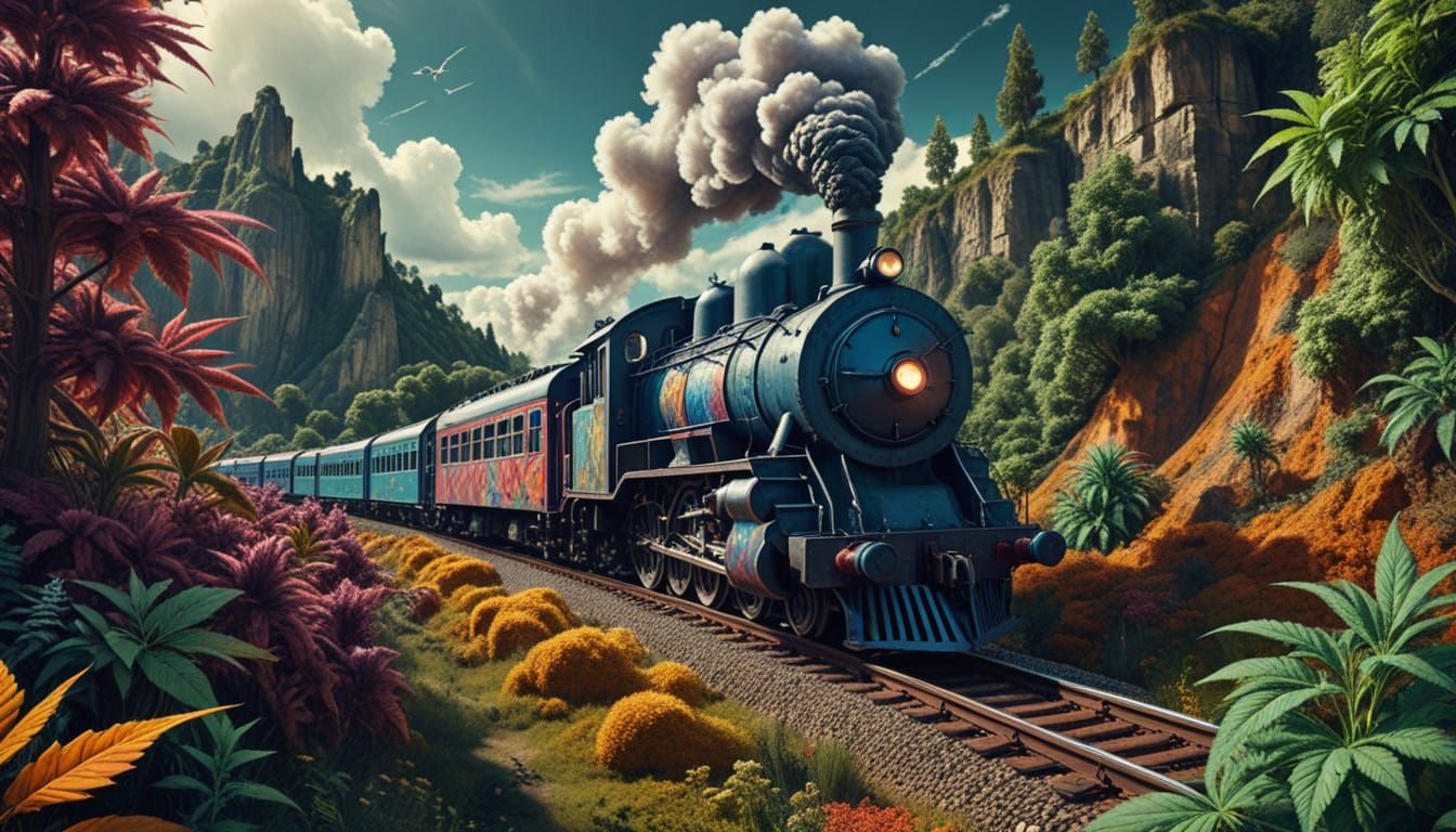 Surreal Psychedelic Train Rides Through a Vibrant, Dreamlike...