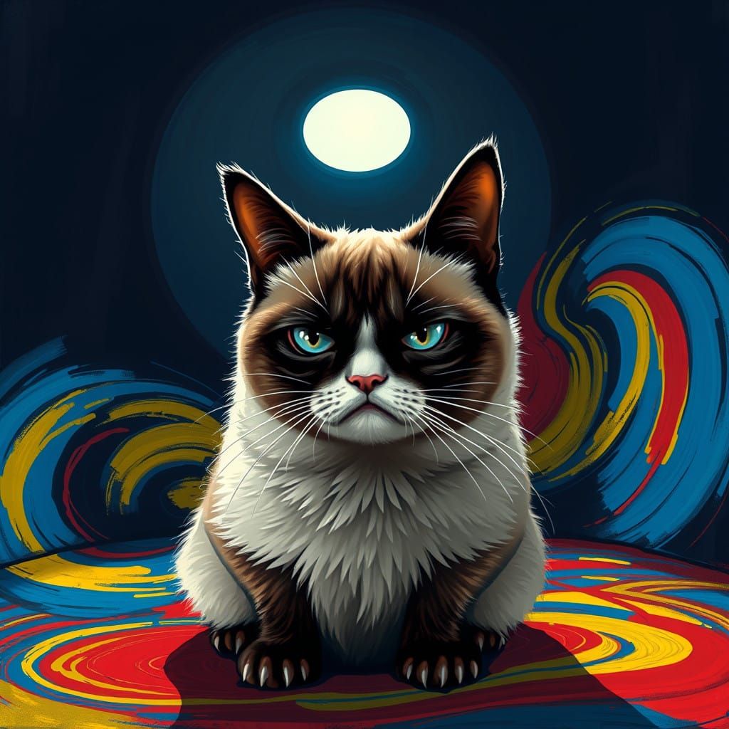 Grumpy Cat in Vibrant Triadic Colors