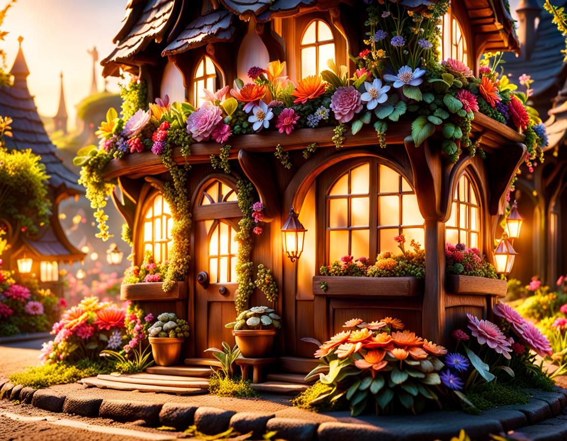 Enchanting Fairy Village at Magic Hour