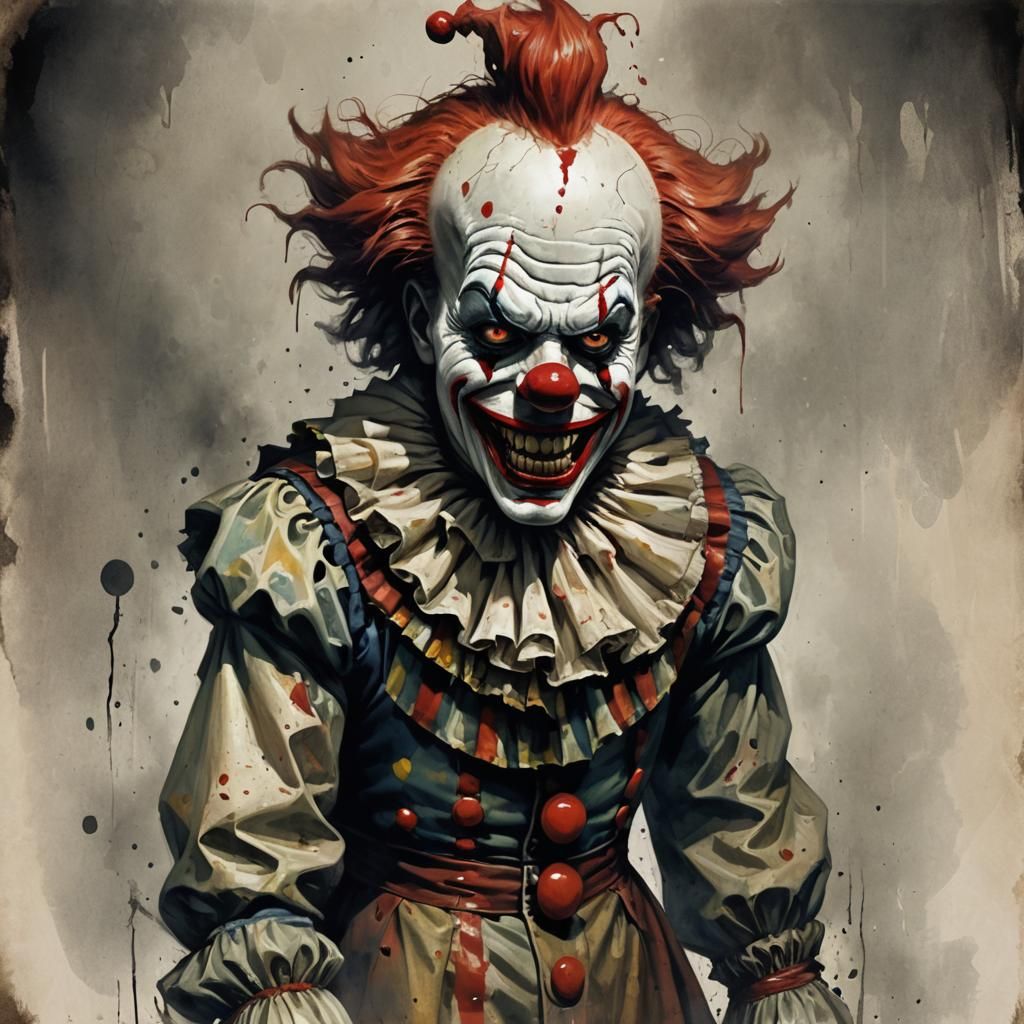 Terrifying Twisted Clown in Sinister Style