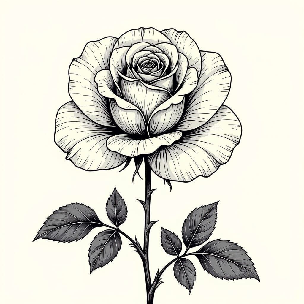 Elegant Rose: Minimalist Black Line Art
