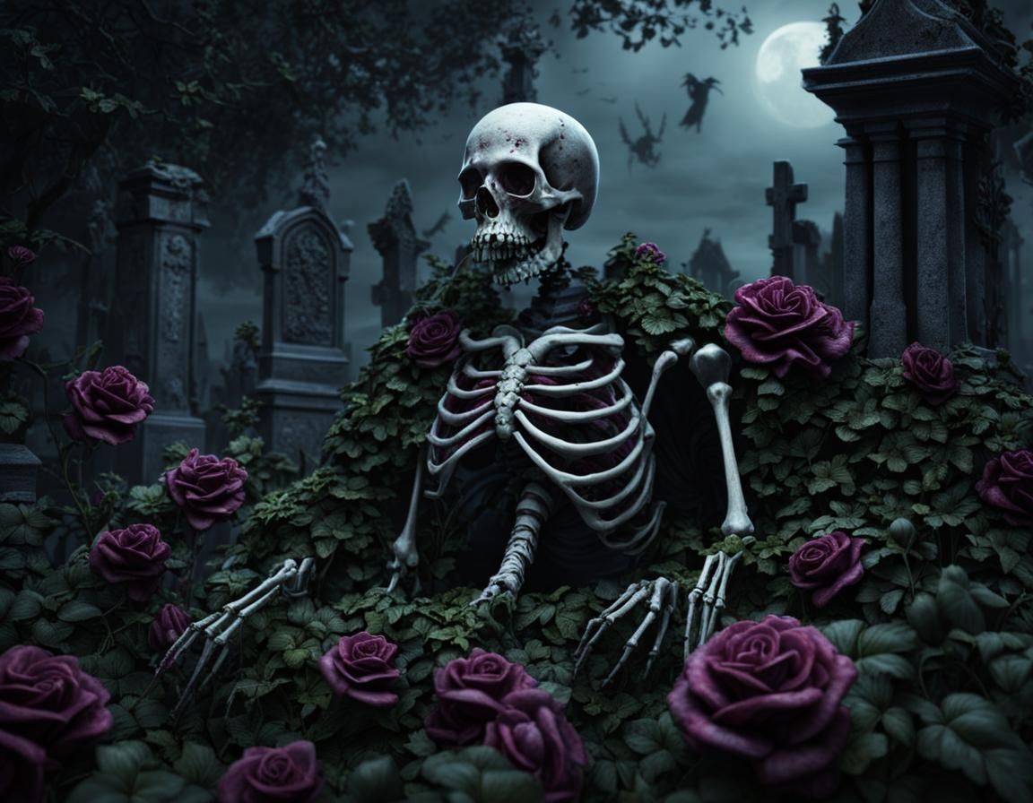 Creepy Zombie Rises in Gothic Cemetery