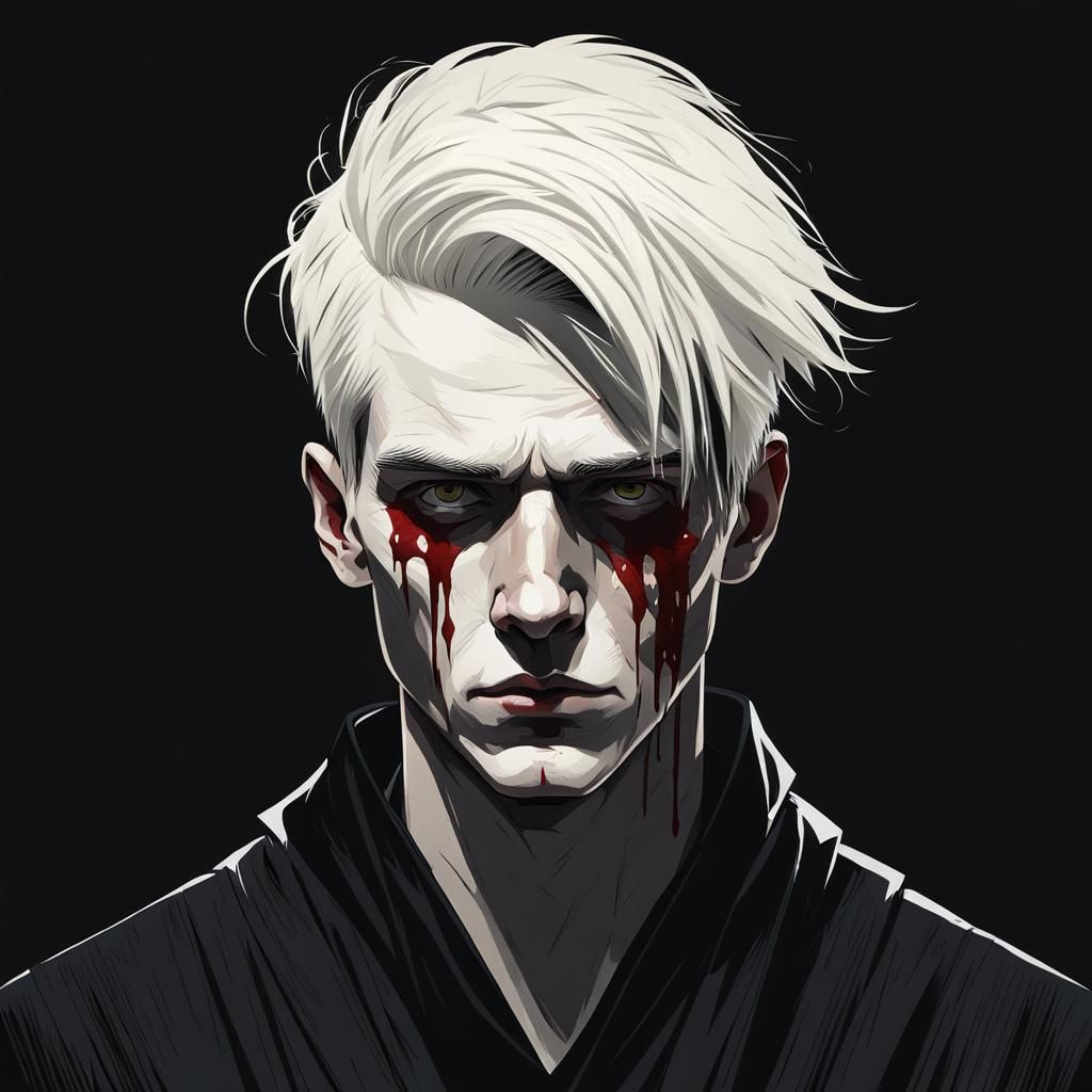 Bleach Blond Teen Portrait in Minimalist Line Art