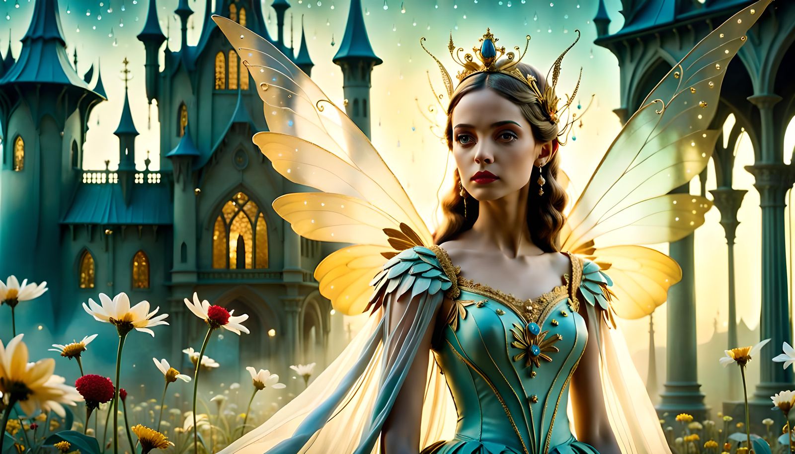 Fairy Queen Portrait in Brooding Grayscale