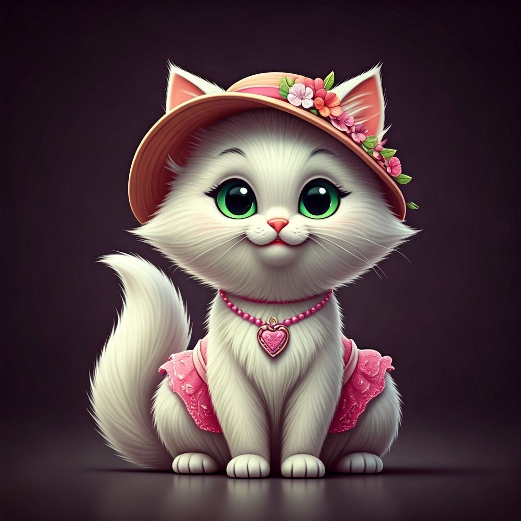 Adorable Kitten Brooch in 3D Cartoon Style