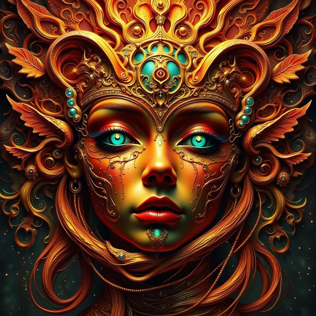 Biomechanical Copper Metal in Dark, Gradient Background