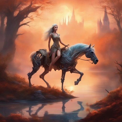 Cyborg Centaur Skeleton in Eerie Swamp