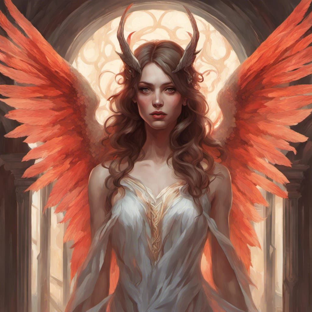 Romantic Portrait with Angel Eyes, Detailed Art