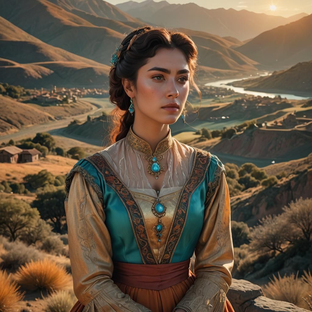 Chilean Woman Portrait in Spanish Realism Style