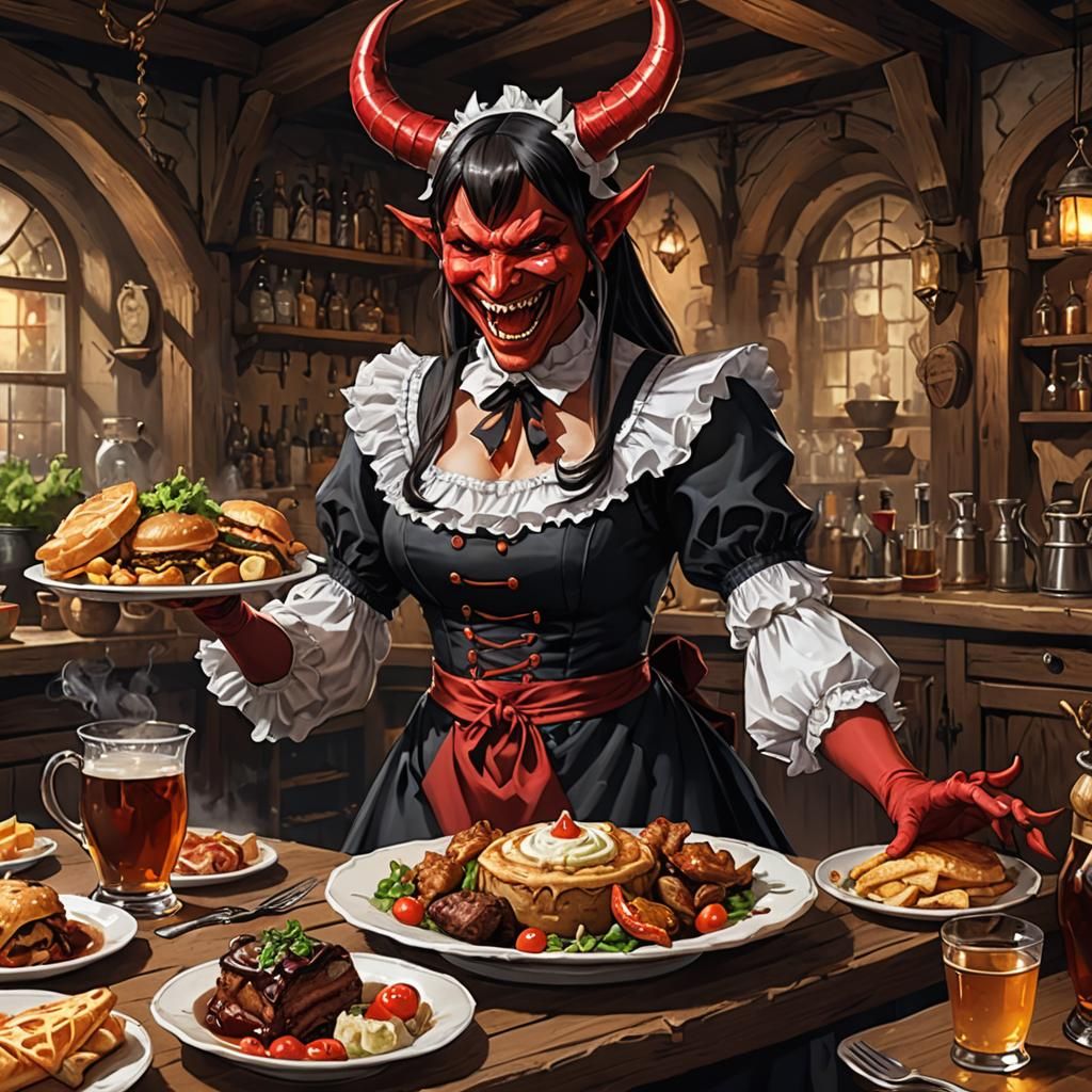 Fantasy Tavern: Devil Maid Serving Food