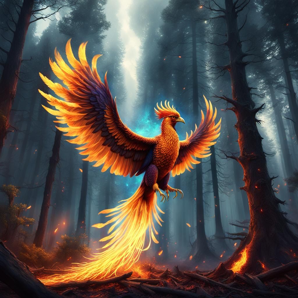 Phoenix Soaring: A Digital Matte Painting