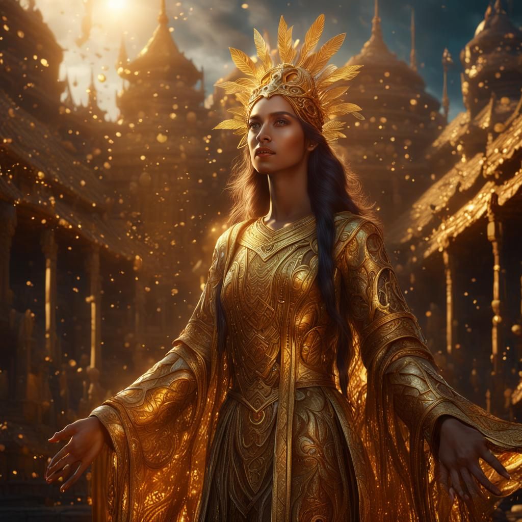 The Answer: Detailed Matte Painting with Golden Accents