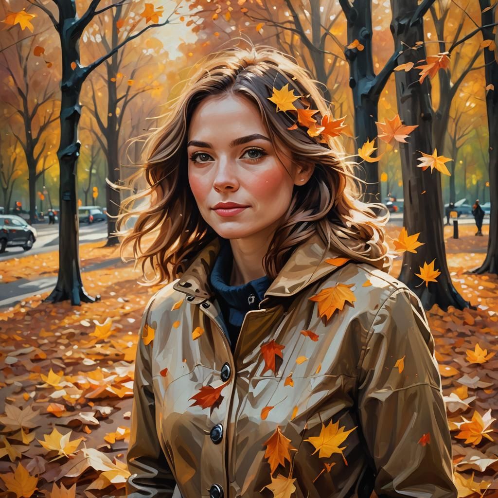 Autumn Portrait in Central Park: Oil Painting
