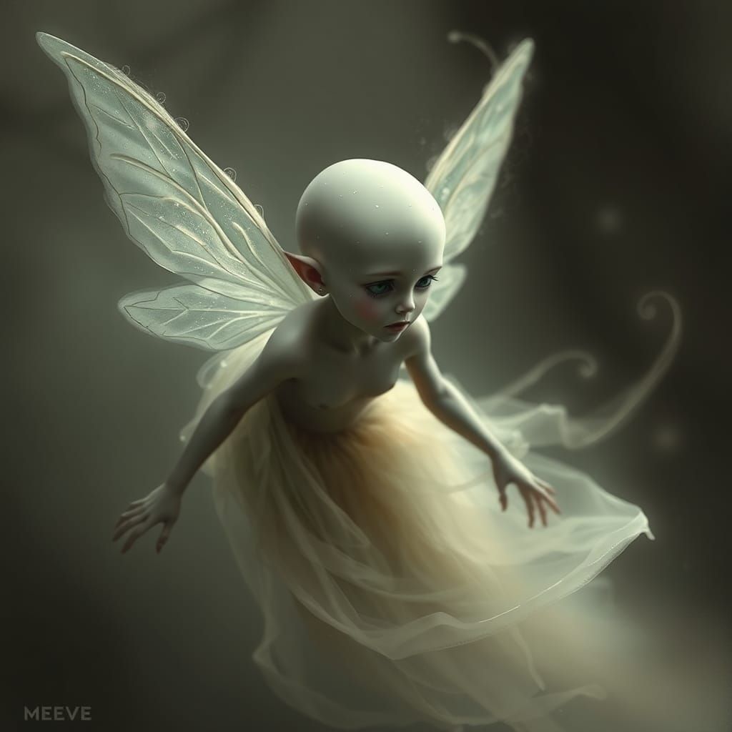 Ethereal Bald Fairy Portrait in Mystical Style