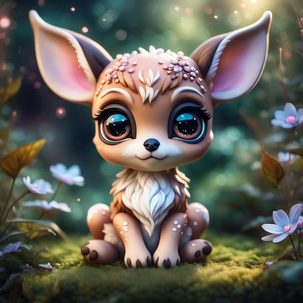 CHIBI FAWN | BIG galaxy eyes on a garden | BIG Head | SITTIN...