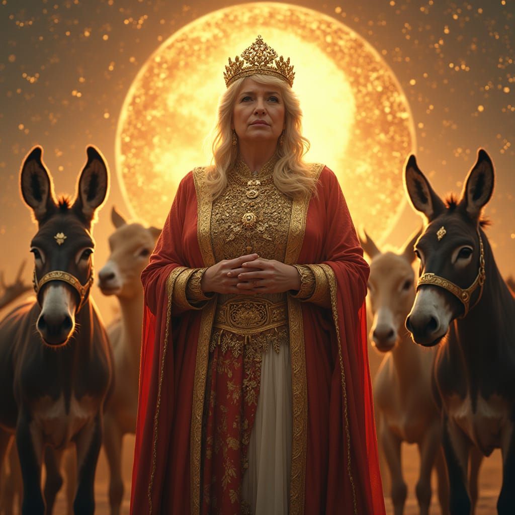 Trump Surrounded by Animals Amidst Vibrant Arithmetic Graphs...