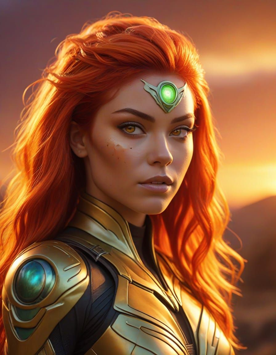 Starfire Alien Princess with Flaming Hair