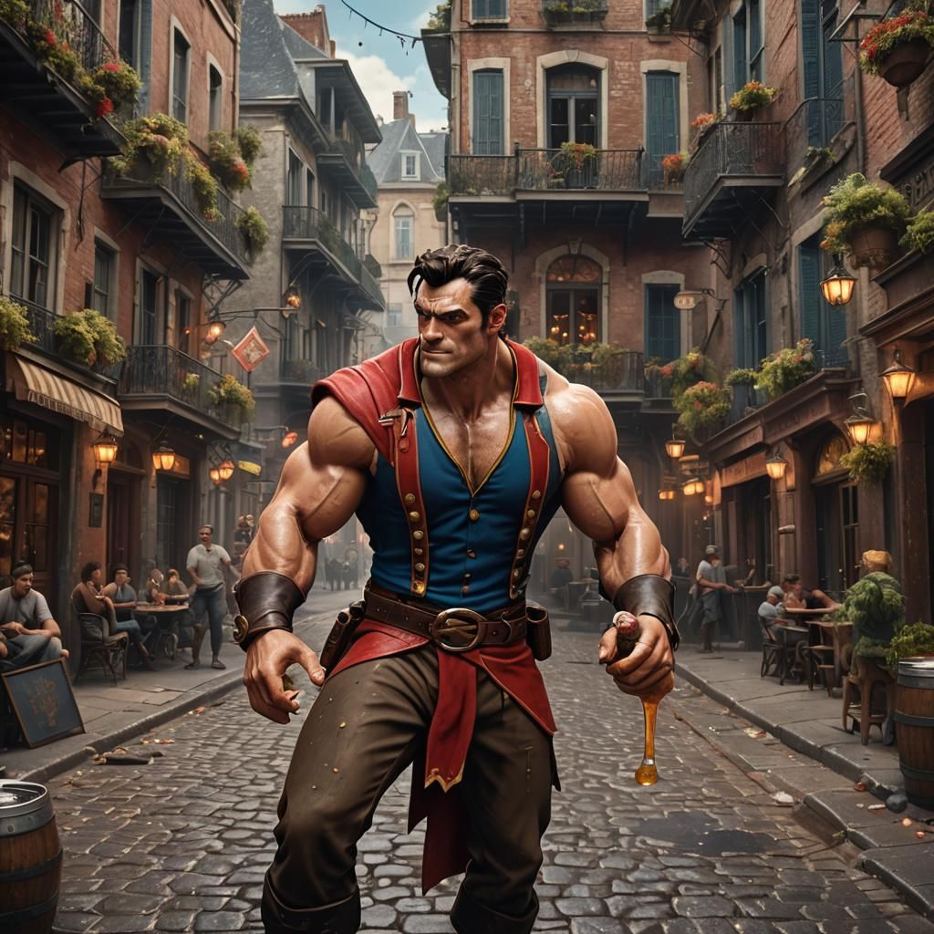 Gaston Flexing in the French Quarter, Digital Art