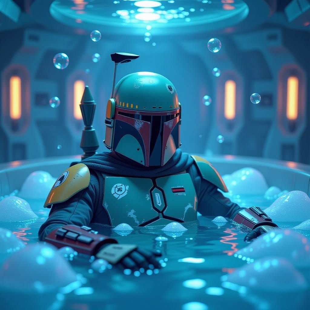 Boba Fett in Luxurious Bacta Bubble Bath
