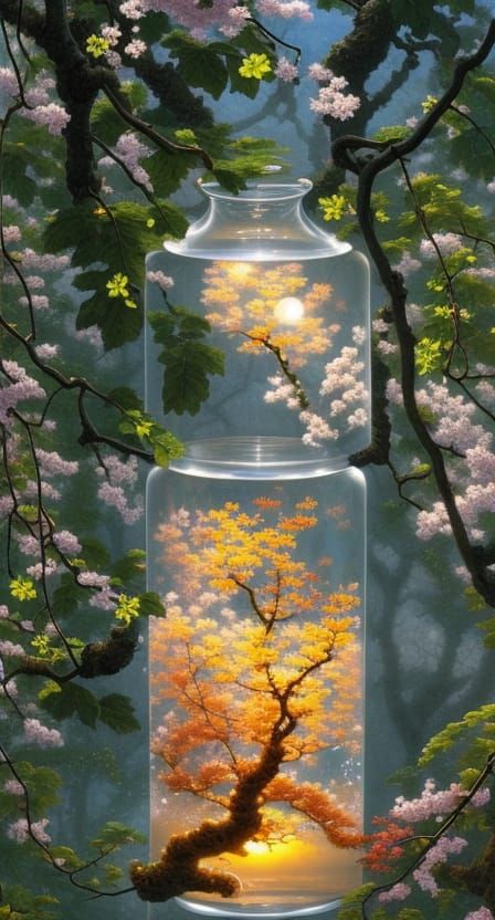 Sakura Plum Tree in Glass Vase Concept Art